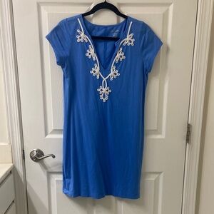 Lilly Pulitzer Blue Mini Dress with White Embroidery